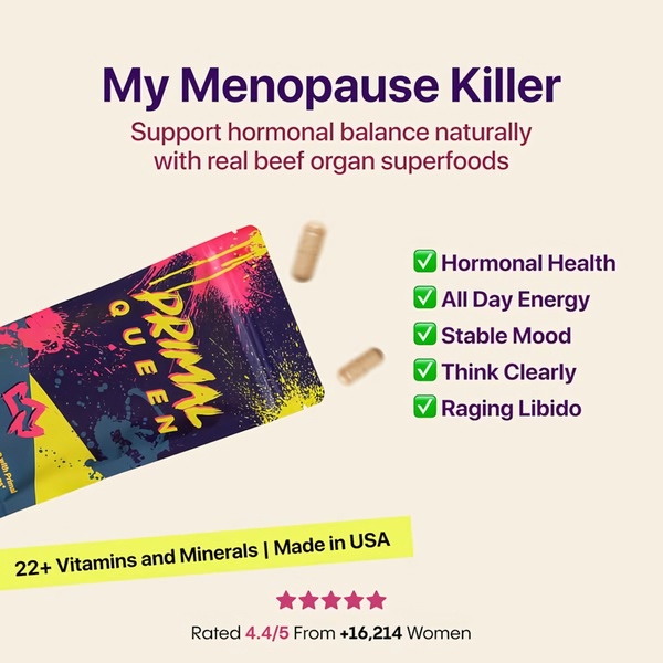This ad creative uses a bold, pain-point-focused headline paired with a clear checklist of product benefits and social proof to drive conversions for a nutritional supplement.
